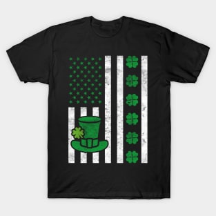 Irish American Flag Shamrock St Patricks Day T-Shirt